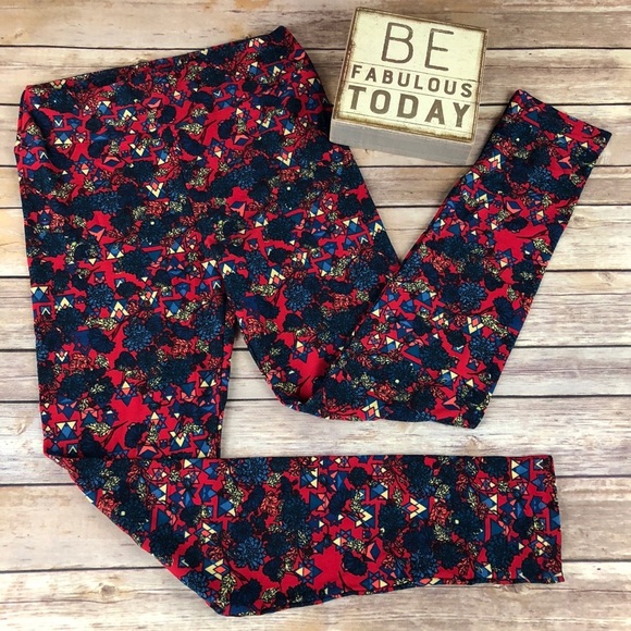 27 LuLaRoe Blue Flower Print Leggings NWOT - Picture 1 of 4